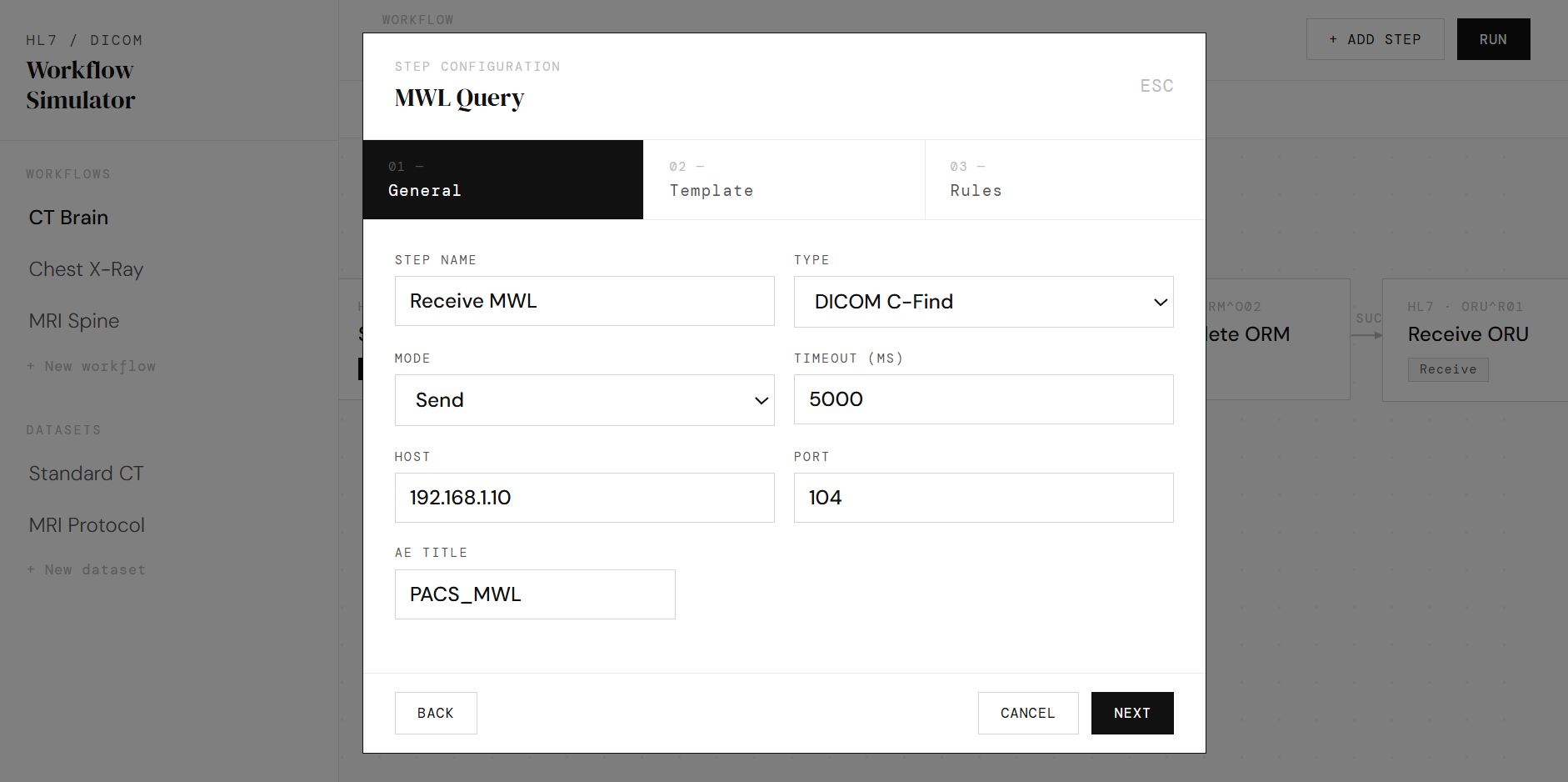 Step setup — General settings